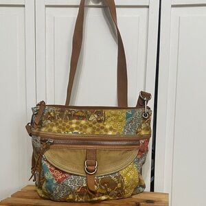 Vintage Fossil Maddox Bohemian Pattern Crossbody Handbag
